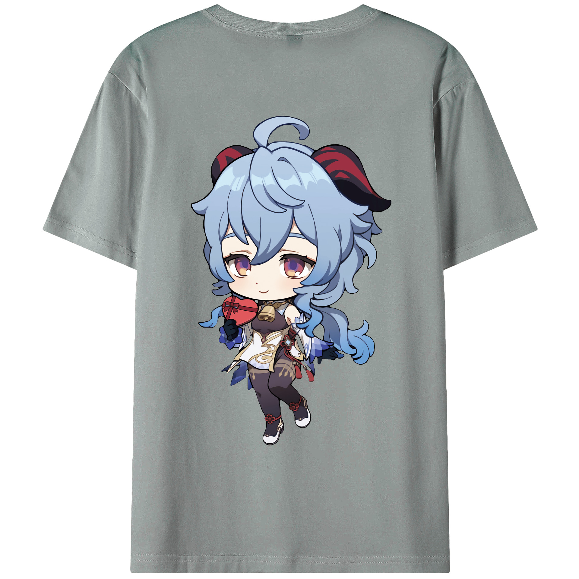 げんし神 甘雨 かんう genshin Ganyu 綿100％ メンズ半袖Tシャツ（バックプリント） 通気性
